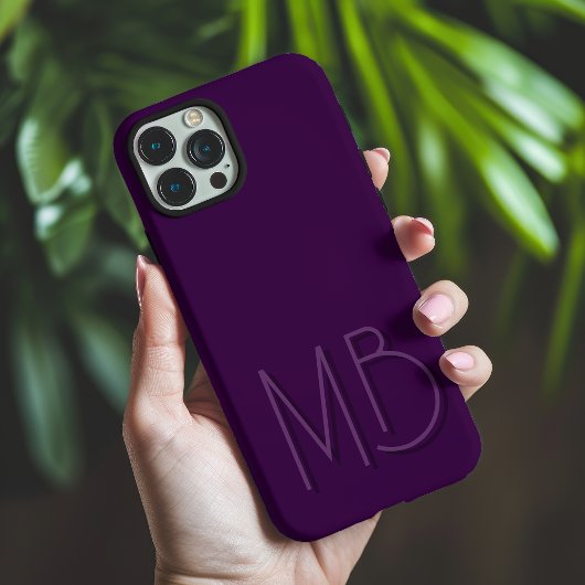 Moderne Paarse Monogram Eerste Letters Hedendaags Case-Mate iPhone Case
