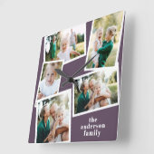 Moderne paarse multi-fotoreportemonnee vierkante klok (Hoek)