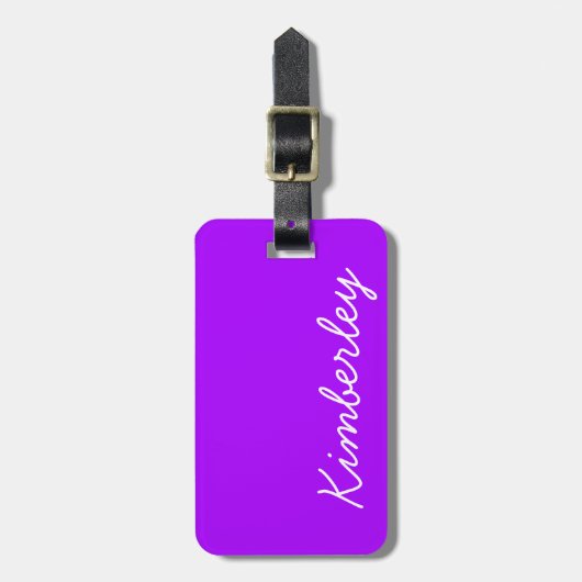 Moderne Paarse Neon Monogram Trendy Mode kleuren Bagagelabel (Voorkant verticaal)