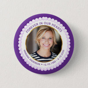 Moderne Paarse Parels Voor Altijd in onze Harten Ronde Button 5,7 Cm