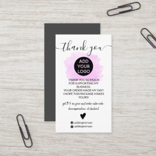 Moderne paarse penseelstreek logo bedankt visitekaartje