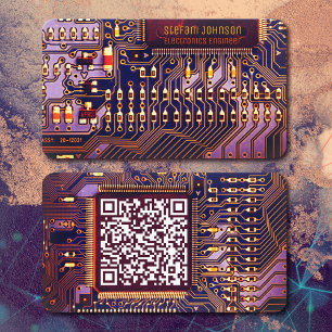 Moderne Paarse printkaart voor aangepaste QR-code Visitekaartje