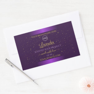 Moderne Paarse productlabels Gold Glitter add Logo Rechthoekige Sticker