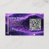 Moderne Paarse Professionele Kaart QR Code Nail Te Visitekaartje (Voorkant)