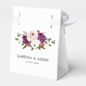 Moderne Paarse Pruim Blush Roze Bloemen Bruiloft Bedankdoosjes (Achterkant)