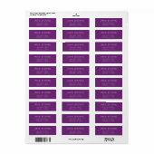 Moderne Paarse retouradresslabels Etiket (Full Sheet)