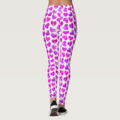Moderne Paarse Roze Gekrabbelde Harten Valentijn N Leggings (Achterkant)