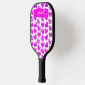 Moderne Paarse Roze Gekrabbelde Harten Valentijn N Pickleball Paddle (Links)