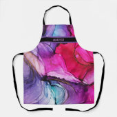 Moderne Paarse roze gemarmerde naam Schort (Voorkant)