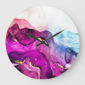 Moderne Paarse roze gouden Waterverf wandklok Grote Klok (Voorkant)