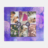 Moderne Paarse roze goudzangkerkerst Fleece Deken (Voorkant (Horizontaal))