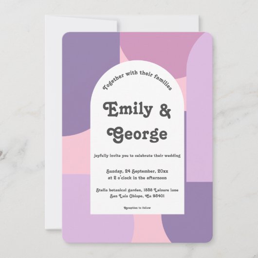 Moderne Paarse roze pasteelrob Abstract huwelijk Kaart (Voorkant)