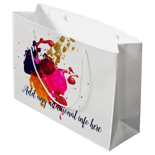 Moderne Paarse roze rode goudverf Groot Cadeauzakje (Achterkant Gekanteld)