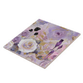 Moderne Paarse/ roze/ witte rozen Tegeltje (Zijkant)