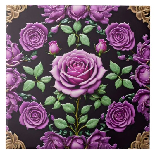 Moderne Paarse Rozen Mooi Collecties keramiek Tegeltje (Voorkant)