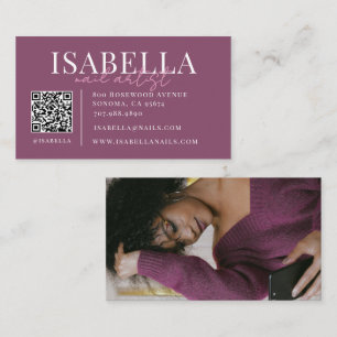 Moderne Paarse Schrift Nagelstylist Visitekaartje