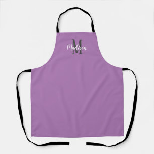 Moderne Paarse scriptmonogram naam vrouwen die bak Schort