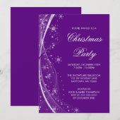 Moderne Paarse Snowflake zwaait kerstfeest Kaart (Voorkant / Achterkant)