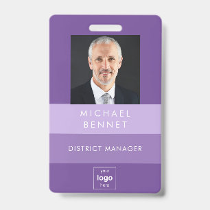 Moderne paarse strepen zakelijke foto ID Badge