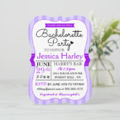 Moderne Paarse Stripes Bachelorette Kaart (Staand voorkant)