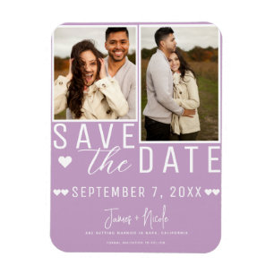 Moderne Paarse Syringia Save the Date 2 Foto Bruil Magneet