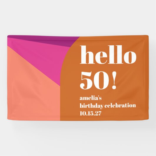Moderne Paarse Terracotta Art Aangepaste 50ste Ver Spandoek (Horizontaal)