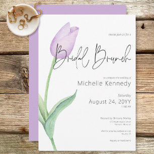 Moderne Paarse Tulp Solo Bruids Brunch Kaart