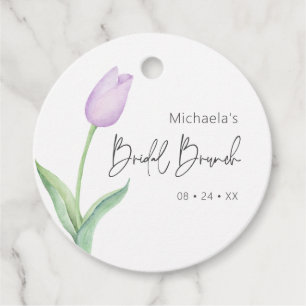 Moderne Paarse Tulp Solo Bruidsbrunch Bedankjes Labels