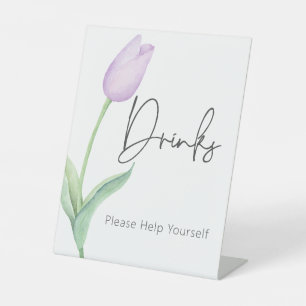 Moderne Paarse Tulp Solo Vrijgezellenfeest Drinken Reclamebord Met Voetstuk