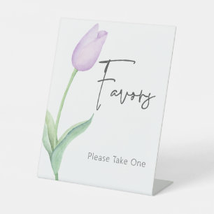Moderne Paarse Tulp Solo Vrijgezellenfeest Favorie Reclamebord Met Voetstuk