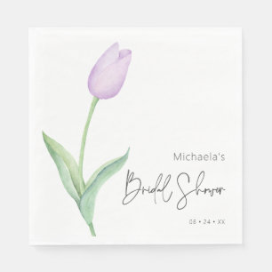 Moderne Paarse Tulp Solo Vrijgezellenfeest Luncheo Servet