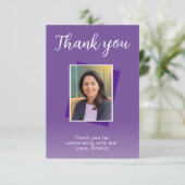 Moderne Paarse Verjaardagsfoto Bedankkaart (Staand voorkant)