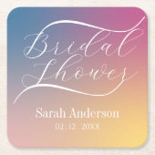 Moderne Paarse Verlopende Verlovingsshower Vierkante Kartonnen Onderzetter (Voorkant)