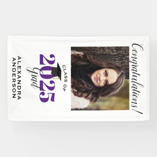 Moderne Paarse verticale Afstuderen van de Foto va Spandoek (Horizontaal)