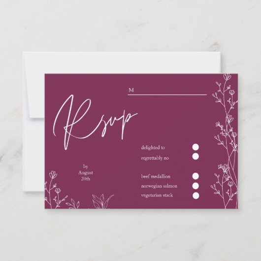 Moderne Paarse Viooltjes Bloem Bruiloft RSVP Kaart (Voorkant)
