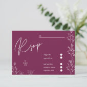 Moderne Paarse Viooltjes Bloem Bruiloft RSVP Kaart (Staand voorkant)