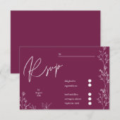 Moderne Paarse Viooltjes Bloem Bruiloft RSVP Kaart (Voorkant / Achterkant)