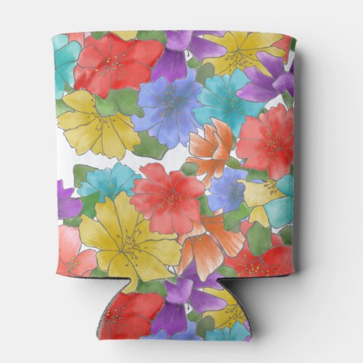 Moderne Paarse Waterverf Floral 21e verjaardag Blikjeskoeler (Achterkant)