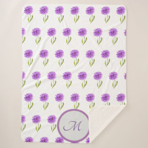 Moderne paarse waterverf floreel patroon sherpa deken