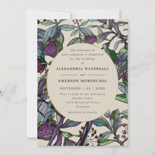 Moderne paarse waterverf met bloemen kaart (Voorkant)