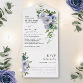 Moderne Paarse Waterverf van Stusty Floral Wedding All In One Uitnodiging
