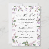 Moderne Paarse Waterverf Wildflower Bruiloft Save The Date (Voorkant)