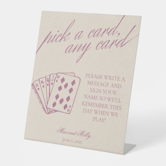 Moderne Paarse Wedding speelkaarten voetstuk teken Reclamebord Met Voetstuk (Voorkant)