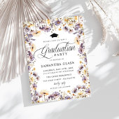 Moderne Paarse Wildflower Script Graduation Party Kaart