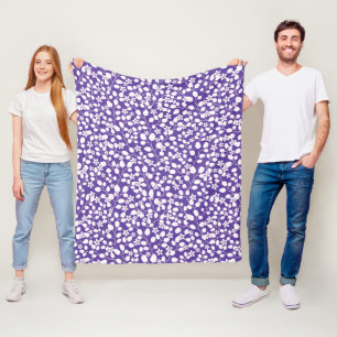 Moderne Paarse Witte Bloemen Bloemige Takken Fleece Deken