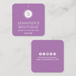 Moderne Paarse Witte Boetiek Branding Contactkaartje