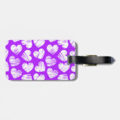 Moderne Paarse Witte Doodle Hart Valentijnsdag Bagagelabel (Achterkant horizontaal)