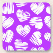Moderne Paarse Witte Doodle Hart Valentijnsdag Drankjes Onderzetter (Voorkant)