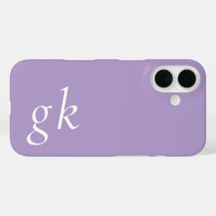 Moderne Paarse Witte Monogram Naam iPhone 16 Hoesje