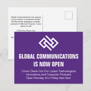 Moderne Paarse Zakelijke Openingsreclame Briefkaart